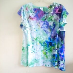 Sublimation Multi-Color Women's Blouse Size L/G Time and Tru